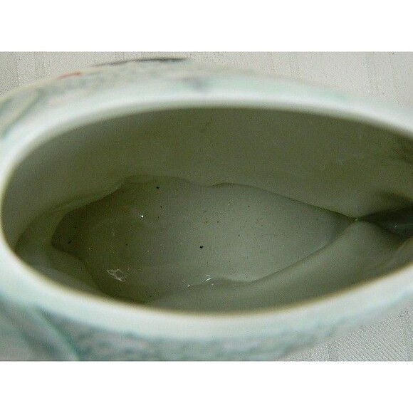 Vintage Tropical Fish Teapot Green/White Thin Made in Taiwan Seaweed Handle 7"H - Picture 9 of 15